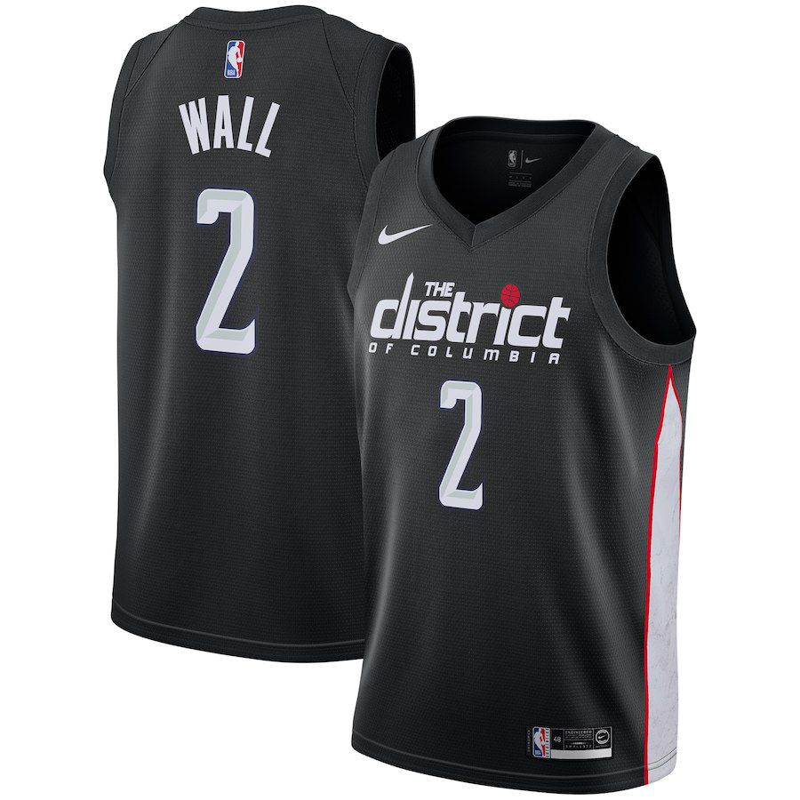 Men Washington Wizards #2 Wall Black City Edition Game Nike NBA Jerseys